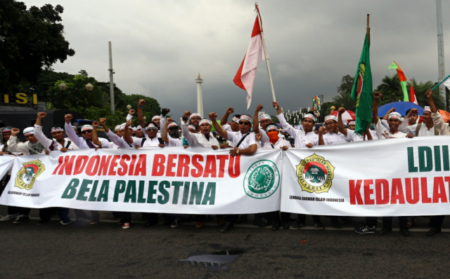 Dokumentasi saat demo Solidaritas Umat Islam Indonesia untuk Palestina, 17 Desember 2017 (saat sebelum pandemi COVID-19). (Ist)