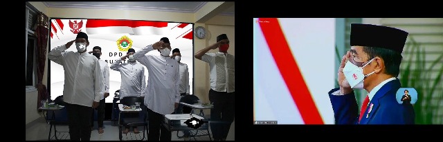 VIRTUAL - Pengurus DPW LDII Sumatera Barat mengikuti upacara HUT RI secara virtual. (ist)

