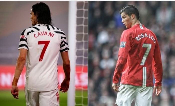 Cristiano ambil alih nomor punggung 7 Man-United dari Edinson Cavani. (foto: twitter)