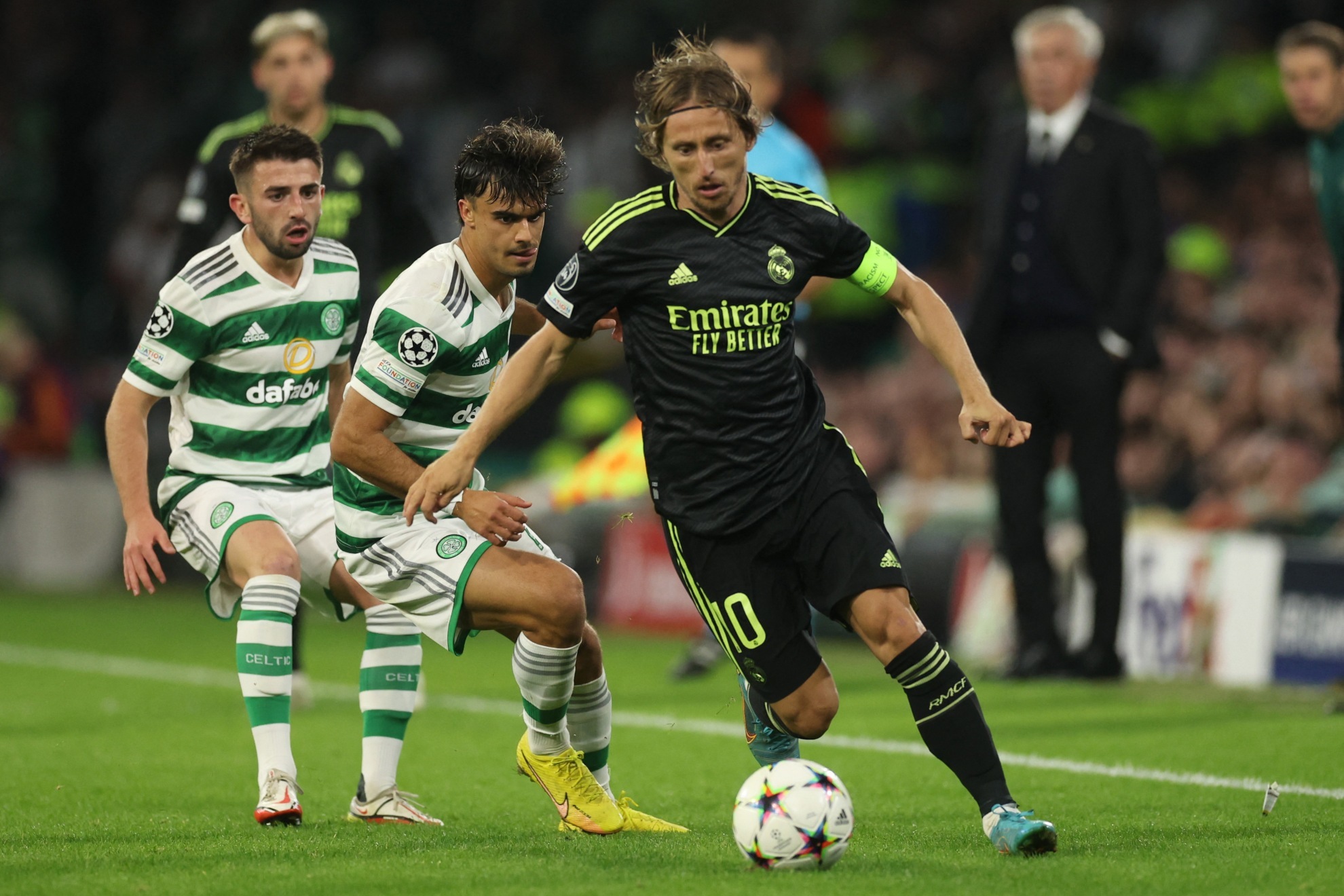 Luka Modric, mencetak satugol kemenangan Real Madrid atas Celtic (AFP)