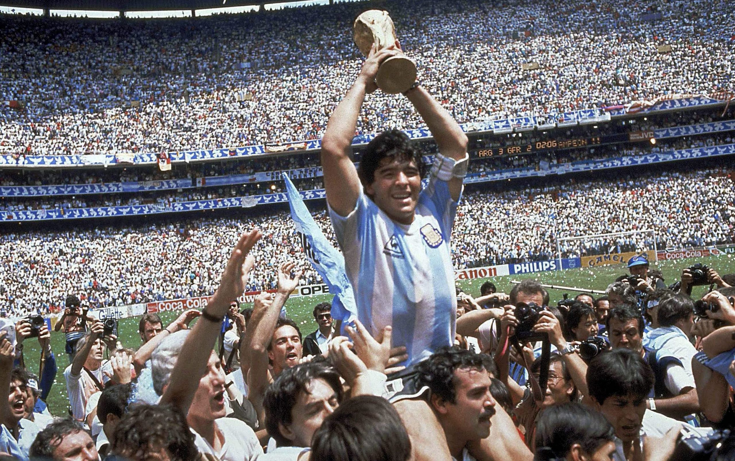 Diego Maradona dan tim Argentina saat juara Piala Dunia 2986