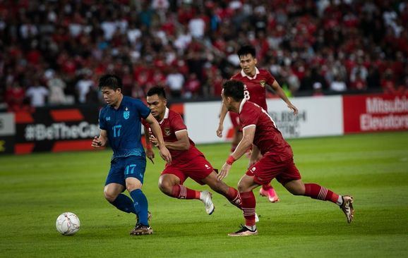Pertandingan Indonesia vs Thailand yang berakhir 1-1, Kamis sore (PSSI)