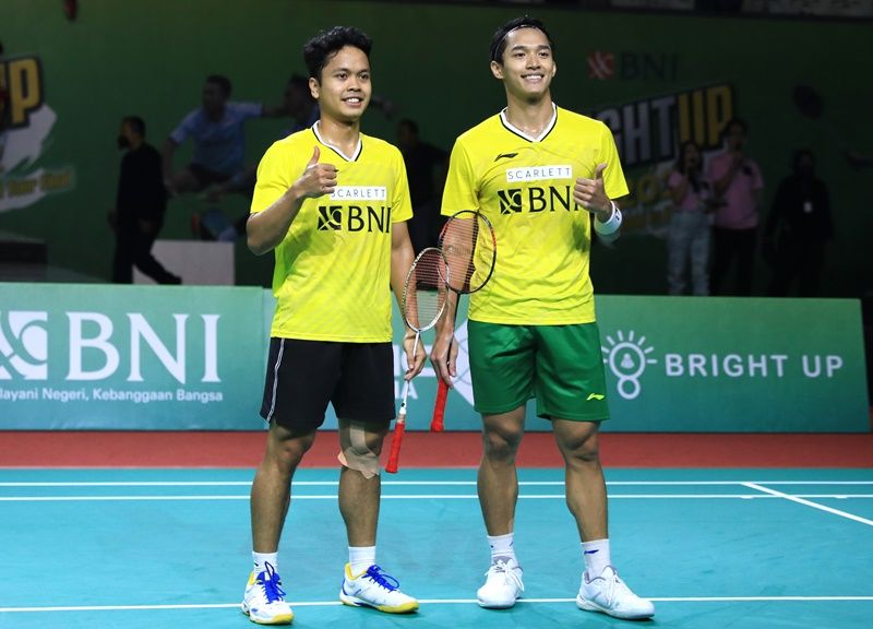 Anthony Ginting dan Jonatan Cristie, berlaga di semifinal BWF Final Tour 2022 (antara)